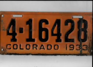 Colorado Passenger 1933 License Plate " 4 - 16428 "