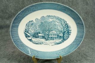 Vintage Oval 13 " Serving Platter With Winter Scene