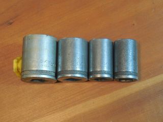 4 Vintage Husky Made In Usa 1/2 " Drive,  12 Point Sockets,  Knurled Band,  Guc