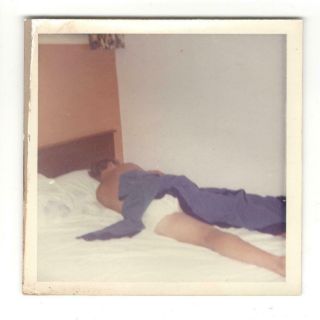 Vintage Photo Man Sleeping In Bed Underwear Gay Int.  Found Art 1960 