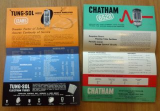 4 1950 ' s Tung Sol Technical Data Posters I2AB5 Chatham 6528 6550 Gold Heart Tran 3