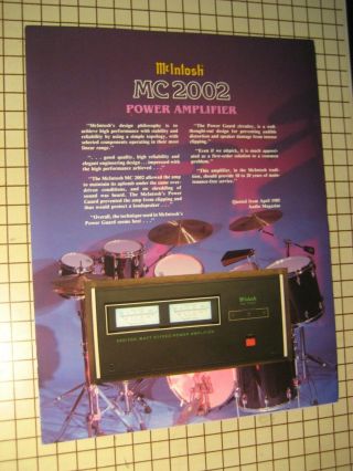 Mcintosh MC - 2002 Stereo Power Amplifier Brochures 1985 2