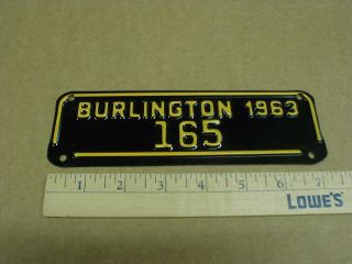 Burlington Nc Vtg Nos Motorcycle Metal License Plate Tag Topper Sign 1963