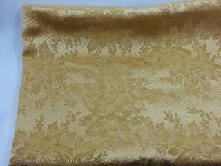 Vintage Gold Poinsettia Jacquard Damask Tablecloth 66 Inches 25510