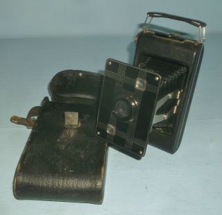 Vintage Jiffy Kodak Six - 20 Folding Camera W/ Brownie Case Very