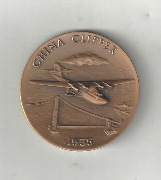 1935 China Clipper Pan Am American Airlines Airplane Bronze Medal Coin