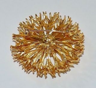 2432 Vintage Textured Goldtone Figural Mum Flower Brooch Pin 2