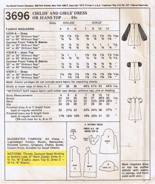 Vtg 70s Easy Girls Dress Puff Sleeve Top Front Yoke McCalls Sewing Pattern Sz 12 2