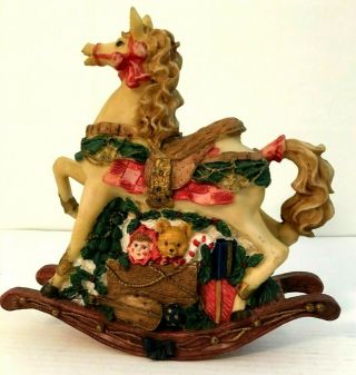 Vintage Christmas Rocking Horse Decorative Colorful Ceramic 9 " X9 "