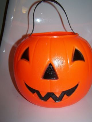 Vintage Empire Blow Mold Pumpkin Jack O Lantern Halloween Candy Bucket Pail