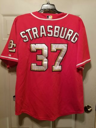 Washington Nationals Stephen Strasburg Authentic Majestic Red Jersey Size 52
