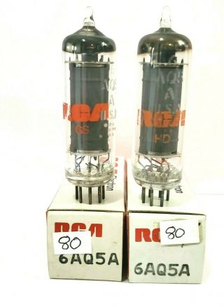 2 Matching Rca 6aq5 Vacuum Tubes Nos On Calibrated Tv 7