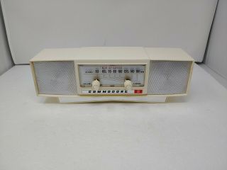 Vintage Commodore Am/fm Radio White Tabletop Mid Century Twin Speaker - Japan