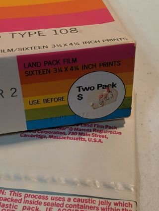 Polaroid Type 108 Polacolor Colorpack Instant Film Expired Aug 1978 3