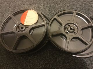 Two 8mm Movie Film Metal Take Up Reels 6” And 5” And Cans