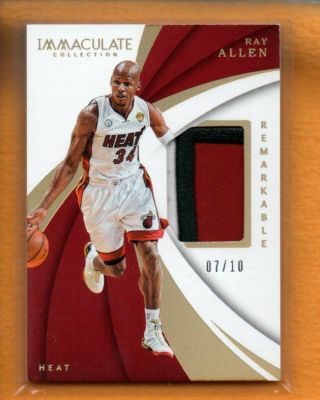 Ray Allen 2017 - 18 Immaculate Remarkable Memorabilia Gold Patch /10