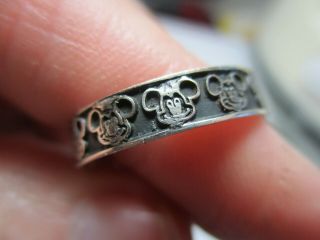 Sterling Silver 925 Estate Vintage Mickey Mouse Eternity Ring Size 8.  25