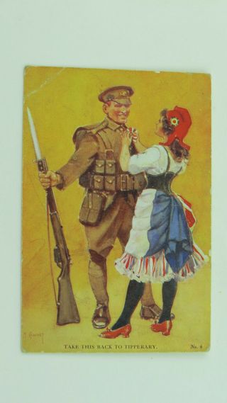 Ww1 Vintage Patriotic Comic Postcard Connaught Rangers France Corset Cockade