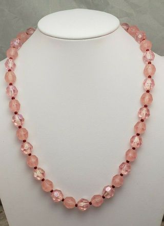 Made in Austia Vintage Pink Lucite Beaded Necklace 2