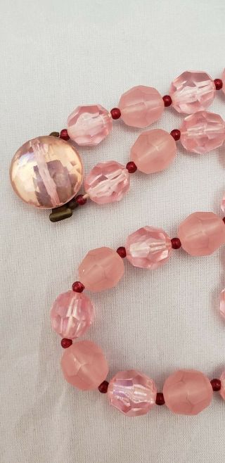 Made in Austia Vintage Pink Lucite Beaded Necklace 3