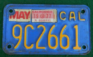 Vintage Blue California Ca.  Motorcycle License Plate Steel