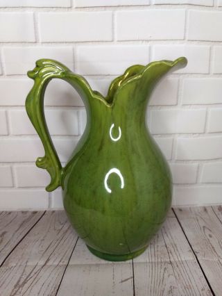 Vintage Royal Haeger Green Ceramic Pitcher/vase 4058 10 Inches Tall