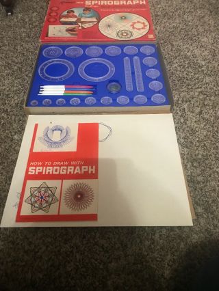 Vintage 1967 Spirograph Kenner 401 Drawing Kit With Plastic Gears & Instructions