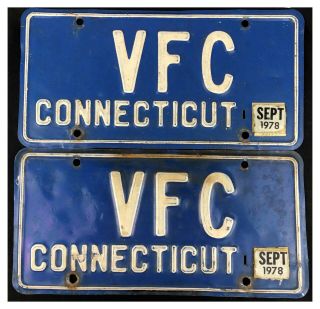Connecticut 1957 - 1978 Personalized Vanity License Plate Pair Vfc
