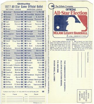 1977 Mlb Baseball All - Star Game Fan Ballot@new York Yankees Stadium
