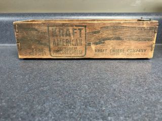 Vintage Kraft American Process Cheese Wooden 2 Lbs Box Chicago,  Illinois