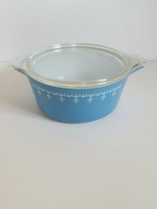 Vintage Pyrex Casserole Dish With Lid Ovenwear Blue 475