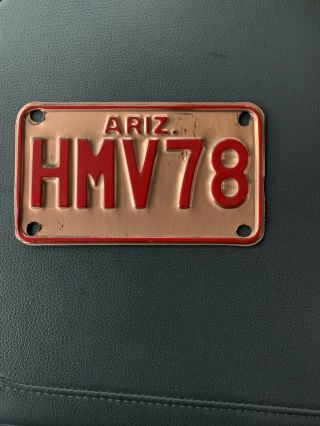 Arizona Historic Vehicle Motorcycle Livense Plate Copper