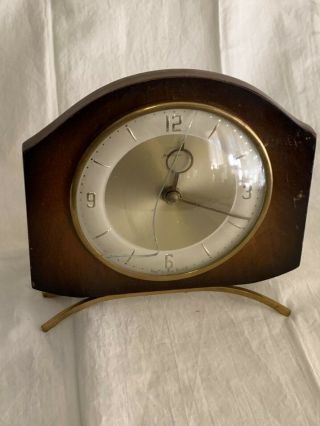 Vintage Bentima Art Deco 1940s Wooden Mechanical Mantle Clock.