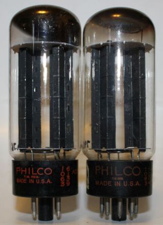 Pair Philco 5u4gb / 5u4 Rectifier Vacuum Tube,  Black Plate,