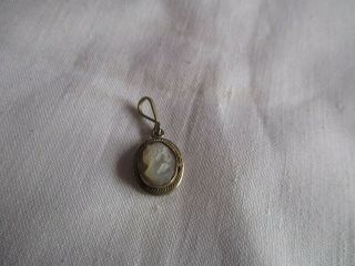 Small Vintage 800 Sterling Silver Mother Of Pearl Cameo Pendant