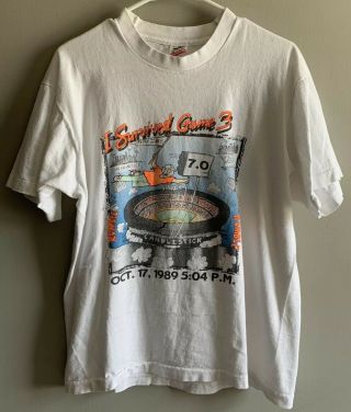 Vintage 1989 Battle Of The Bay World Series Earthquake T Shirt Mens Large