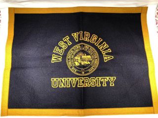Vintage 60s Velvasheen West Virginia University Mountaineers Wool Banner 17x24”