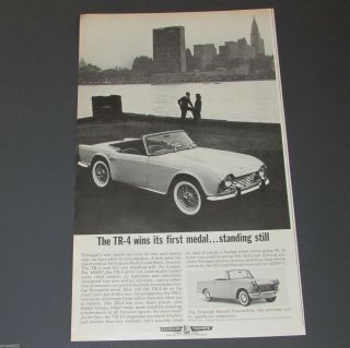 Vintage Print Ad Triumph Tr - 4 Herald Convertible 1962 1st Gold Medal Cars Art