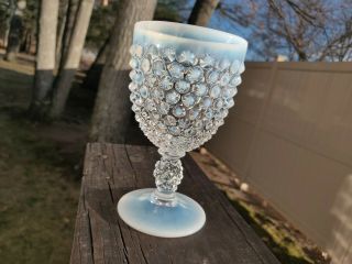 Vintage Fenton Art Glass Hobnail White French Opalescent Water Goblet