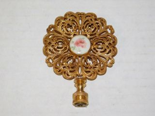Antique 4 " Brass Ornate Lamp Finial Vintage Victorian Filigree Light Topper Part