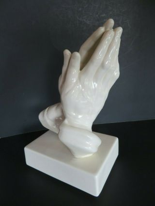 Vintage White Ceramic Atlantic Mold Praying Hands 9 1/2 "