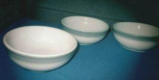 Vtg Homer Laughlin Best China Va - 1 3 Soup Bowls Soft White/gray Band 5 " Diameter