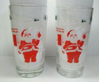 2 Vintage Santa Claus U.  S.  Post Office North Pole,  York 5 " Drinking Glasses