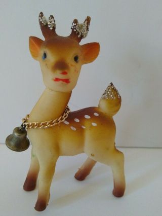 Vintage Soft Plastic Rubber Rudolph Christmas Reindeer 3.  5 " Made In Japan