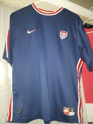 1999 Usa Womens World Cup Soccer Vintage Jersey Red White And Blue One Hole