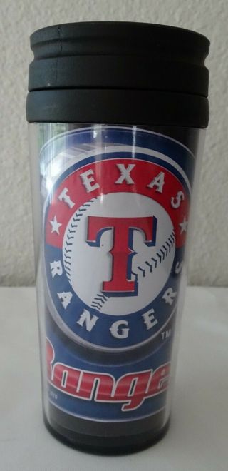 Texas Rangers Authentic Mlb Insulated 16oz Travel Drink Cup Screw - On Top Nwt