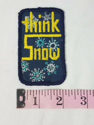 Nos Vtg Think Snow Ski Snowboard Winter Mountain Jacket Embroidered Patch Badge
