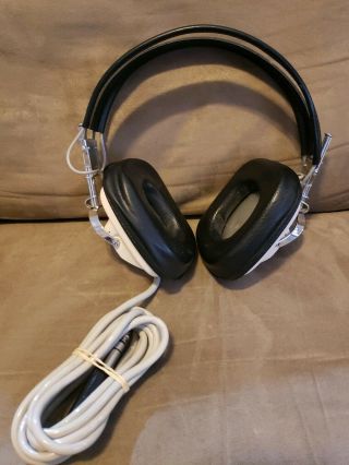 Vintage Sansui Stereo Headphones White Model Ss - 2 Cans Head - Fi