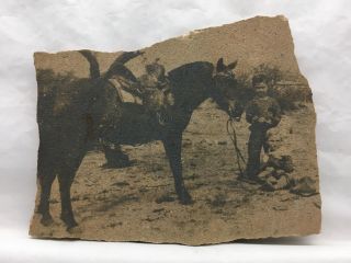 Vintage Kaibab Stone Photograph 1 By Al Peyron Tucson Arizona Children W Horse