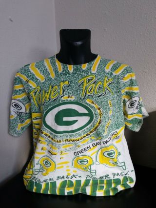 Vintage 90s Green Bay Packers All Over Print T Shirt Size Xl